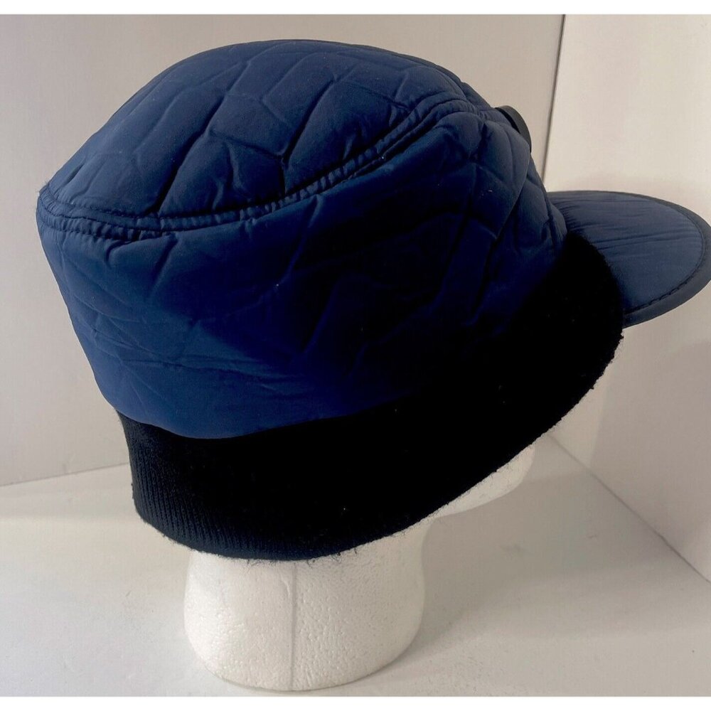Vintage Downhill Skier Ear Flap Blue Quilted Hat Haband Mens Large - Picture 4 of 10